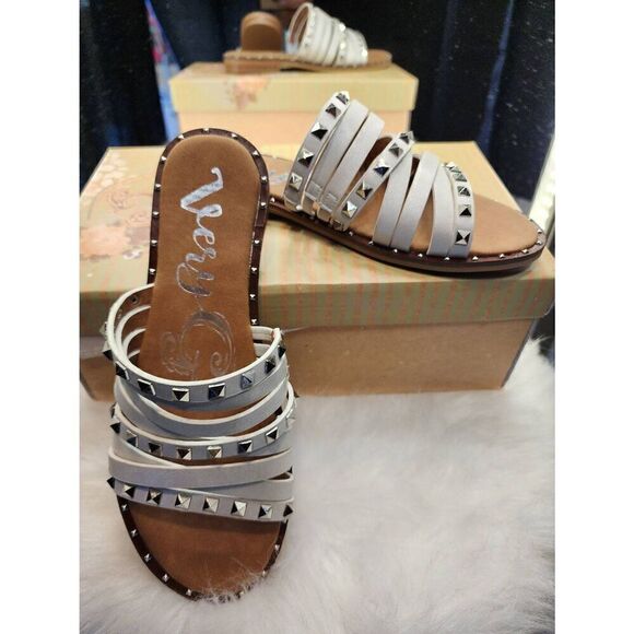 Very G Shoes - White Studded Sandals